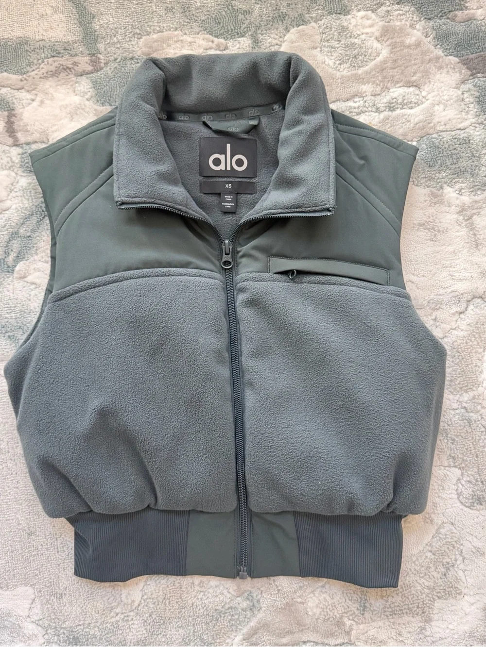 ALO Yoga  Fleece Zip Vest in Slate Green